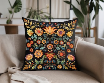 Vintage blommig kudde i Cottagecore Art Nouveau, inflyttningspresent, jordnära toner med blommor, broderad kudde i örngott
