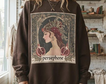 Tarot Card Of Persephone And Pomegranate Sweatshirt, Greek Mythology Goddess Gift Tee For Her, Vintage Comfort Colors Present Sweater Women