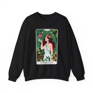 Tarot-Karte von Persephone und Granatapfel Sweatshirt, griechische Mythologie Göttin Geschenk-T-Stück für sie, Vintage Komfortfarben vorhanden Pullover Frauen