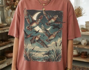 American Woodcock Graphic Tee, Vintage Bird Lover Shirt, Oversized Naturecore Clothing, Woodland Wildlife Art, Cottagecore Birding Gift