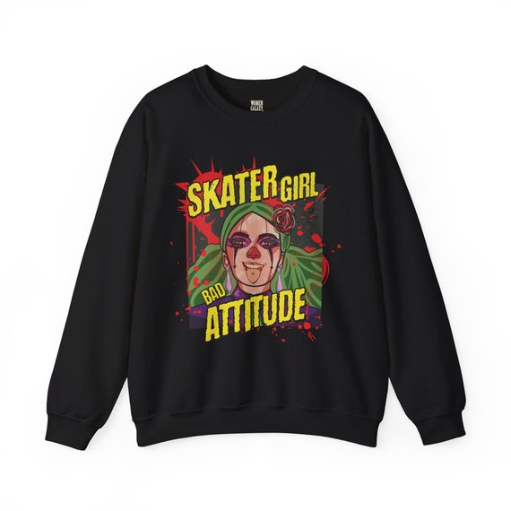 Skater Girl Bad Attitude Sudadera de Halloween Ropa de moda Ropa de calle Amante del skate Regalo unico para ella Regalo de cumpleanos Etsy Espana