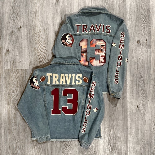 Shops Custom Jersey Number Denim Jacket