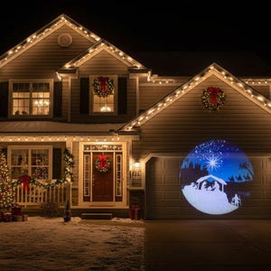 Christmas in Bethlehem Nativity Scene Projector for outdoor lighting by Beffy Arts