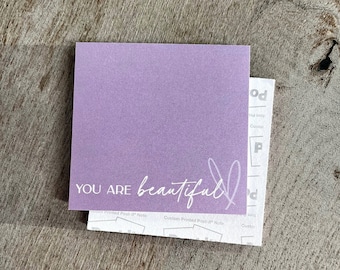 You Are Beautiful Post-It Note | Positive Sticky Notes | Encouraging Stationary | Affirmations | Stocking Stuffers | Gifts under 10