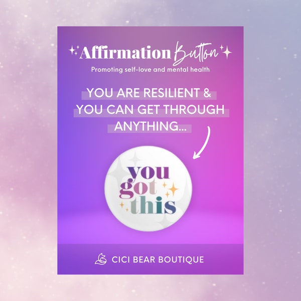 You Got This Affirmation Mini Button. Resilience reminder. Therapist gifts for patients.