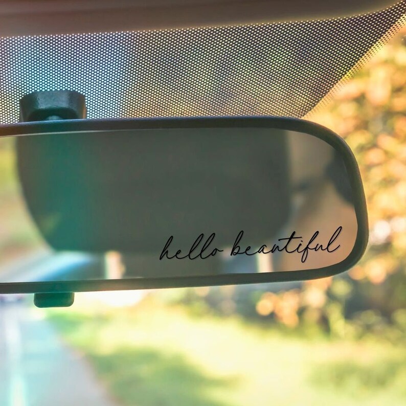 Hello Beautiful Rear View Mirror Decal Mirror Sticker Etsy