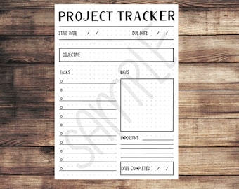 PDF ONLY | Project tracker dot journal template | printable, tracker, list, monthly, planner, journal, school, assignments, college, work