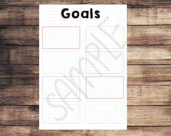 PDF ONLY | Goals Dot Journal template | printable, rainbow, tracker, goals, list, monthly, planner, journal