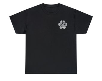 Paw Print Doodle Unisex Heavy Cotton Tee | dog, cat, doodles, drawings, apparel, tshirt, top, colors, sizes, dog lover, animal lover, dog