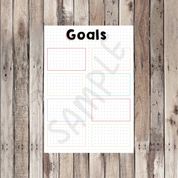 PDF ONLY Goals Bullet Journal Template Printable Rainbow | Etsy