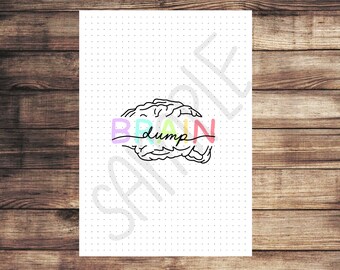 PDF ONLY | Brain Dump dot journal template | printable, tracker, list, monthly, planner, stressed, grateful, positive, self love, checklist