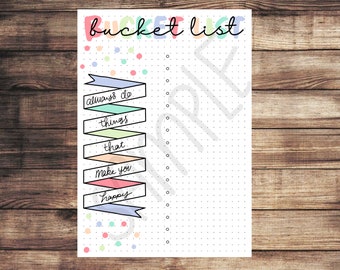 PDF ONLY | Bucket List dot Journal template | printable, rainbow, tracker, list, goals, monthly, planner, journal