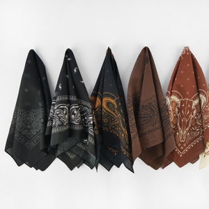 Schwarz Braun Dunkel Halloween Schädel Bandanas 100% Baumwolle Steampunk Kopf Wraps Cowboy Cowgirl Quadrat Unisex Schal