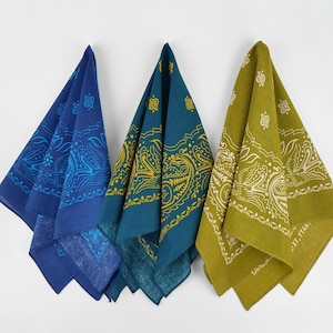 Blue Olive Color Scarf 100% Cotton Earthly Avacado Green Kerchief Steampunk Unisex Wrap Paisley Square Scarf Natural Skull Artwork Bandanas