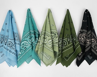 Neutral Erdton 100% Baumwolle Bandanas Botanical Head Wraps Schal Unisex Floral Handmade Grau Schwarz Blau Paisley Geschenk für Hunde und Katzen