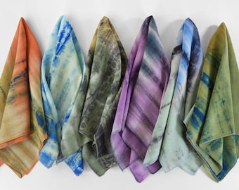 100% handgefärbte Tie Dye mehrfarbige Baumwolle Leinen Tencel Bandana Haar wickeln Unisex Geschenk für Männer & Frauen / Haustier Bandana