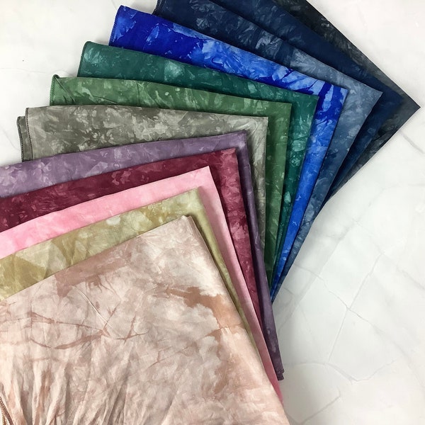 Handmade Hand-Dyed Linen/Cotton Blend Bandanas | 12 Color Available  | Soft Tie-Dye Gift