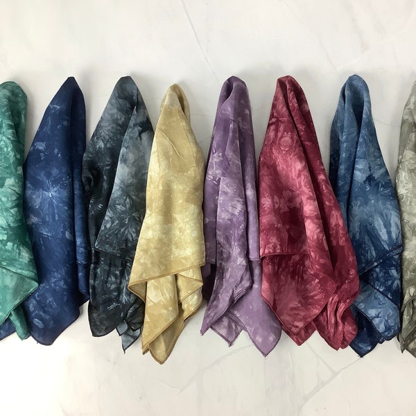 100% Hand-Dyed Linen/Cotton Blend Bandanas || 12 Color Soft Boho Tie-Dye Summer Headband