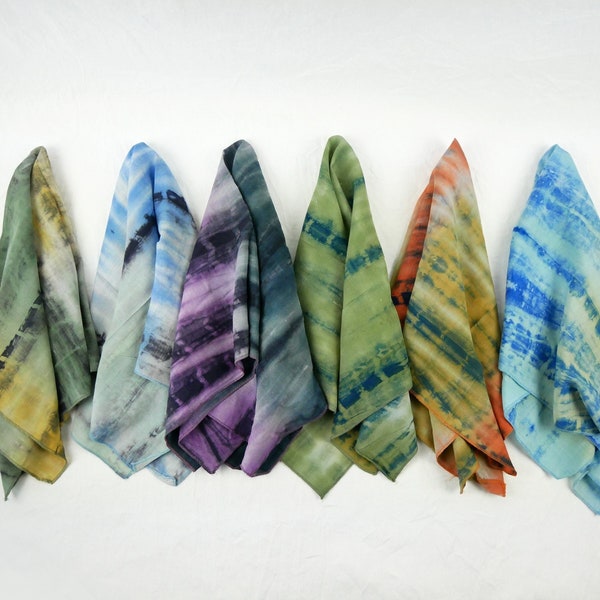 100% Hand Dyed Tie Dye Multi Color Cotton Linen Tencel Bandana Hair Wrap Unisex Gift for Men & Women / Pet's Bandana
