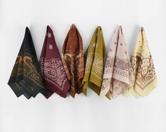 Vintage Apache Black Southwest Men's Cotton Bandana Navajo Cowboy