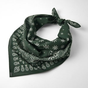 Exclusively Designed Symmetrical Paisley Bandana Beige Blue Unisex Head Wrap 100% Cotton Earthy Tone Neckerchief Floral Square Scarf Gift
