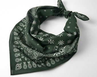 Exclusively Designed Symmetrical Paisley Bandana Beige Blue Unisex Head Wrap 100% Cotton Earthy Tone Neckerchief Floral Square Scarf Gift