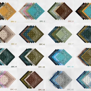 Braun Beige Grau erdige Unisex Bandanas 100% Baumwolle Head Wraps Paisley Floral quadratischer Schal Geschenk für Hunde und Katzen B Bild 3