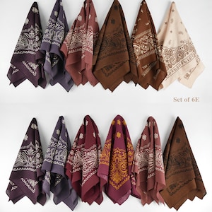 100% Cotton Earthly Skull Steampunk Unisex Bandanas Masculine Wraps Paisley Square Scarf Burgundy Brown Avocado Yellow Green image 10