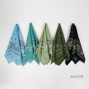 Forest Green Earthy Tone Unisex Bandanas 100% Cotton Botanical Head Wraps Cottagecore Paisley Floral Square Scarf Gift for Dogs and Cats