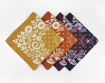 Tour de tête coloré tournesol Bandanas 100 % coton écharpe florale unisexe fait main ensemble cadeau automne bordeaux or cachemire bandana chat et chien