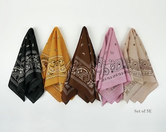 Brown Orange Pink Earthy Tone Unisex Bandanas 100% Cotton
