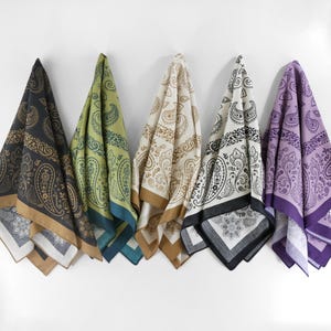 Exclusively Designed Paisley Floral Bandana Earthy Tone Head Wrap 100% Cotton Flower Neckerchief Floral Brown Square Scarf Gift for Her