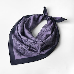 Plump Purple Paisley Floral Bandana Originally Designed Unisex Head Wrap Unique Cotton Neckerchief Flower Square Scarf Gift