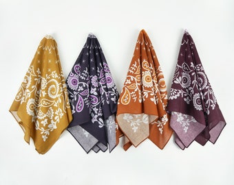 Spätsommer-Sonnenblumen-Bandanas, 100 % Baumwolle, Blumen-Kopfwickel, Schal, Unisex, handgefertigtes Geschenkset, Katzen-Hunde-Bandanas, Burgunder-Gold, Paisley-Bandana