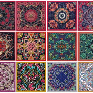 Boho Mandala Bandana Gift Set Multi-Color Cotton Hair Scarf Botanical Bandana 100% Cotton Flower Dog Cat Gift