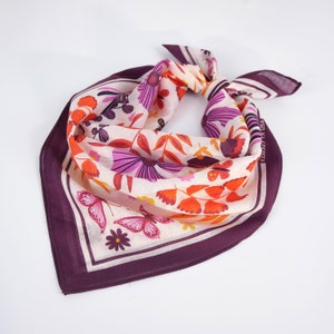 Exclusively Designed Artesanía Bandana  Semi-Transparent Colorful Handkerchief Original Art Mandala 100% Cotton Voile Botanical Hair Scarf