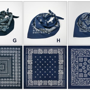 Navy Blue Paisley Bandana Elegant Floral 100% Cotton Head Scarf Flower Hair Wrap Botanical Dog ...