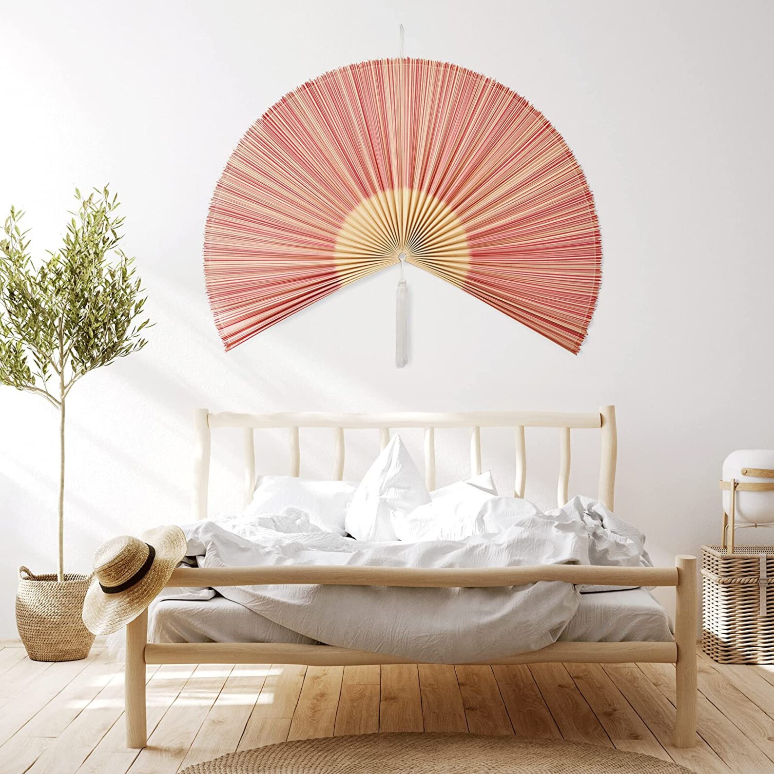 60 Oversized Wall Folding Fan Earth Tone Woven Wall Art for - Etsy