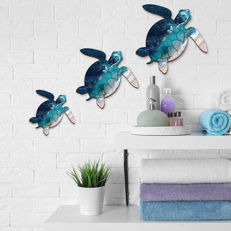 Wooden Sea Turtle Wall Decor Nautical Wall Art Ocean Animal Etsy
