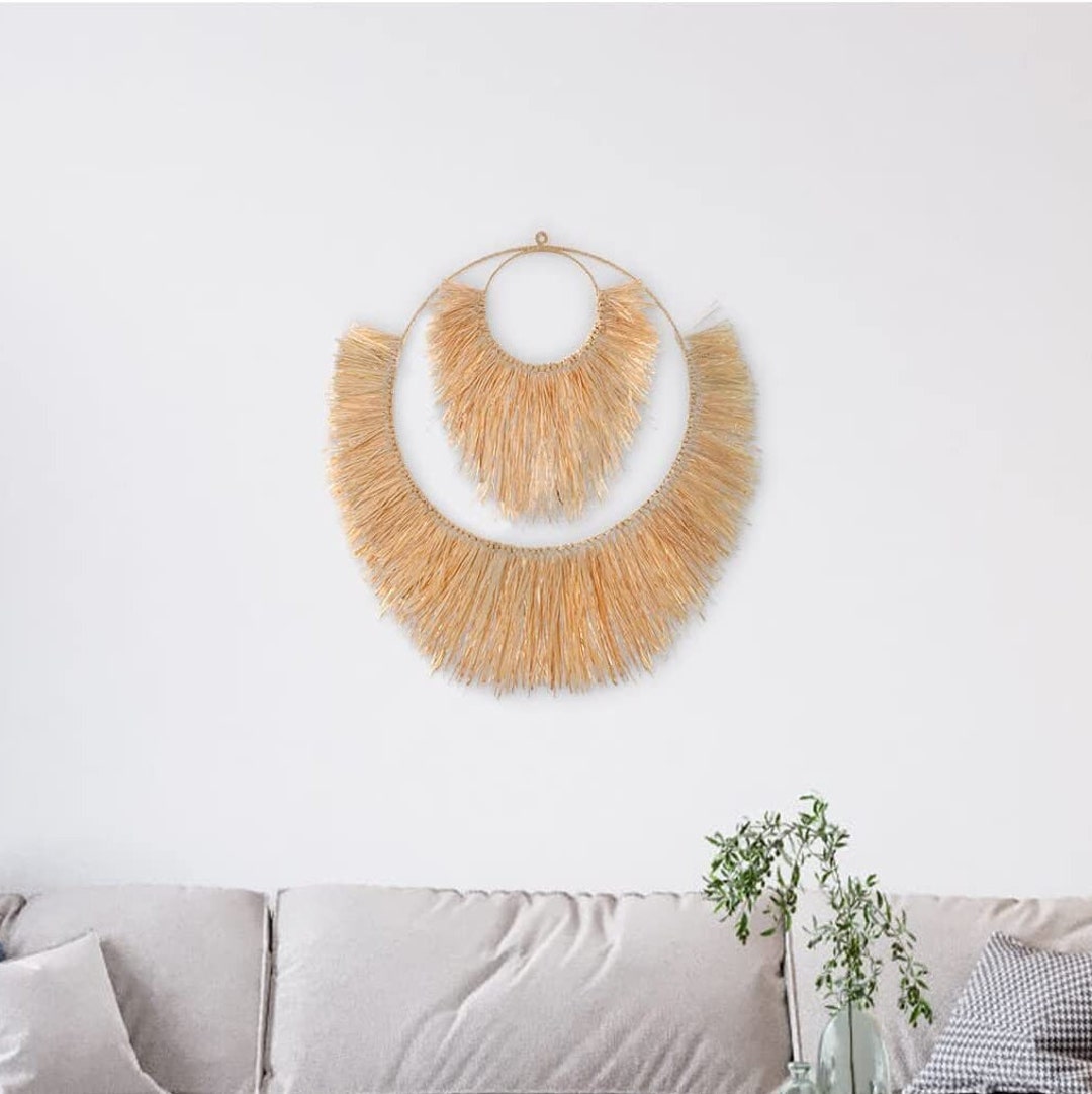 Boho Rattan Wall Decor Accent Woven Wall Grass Hanging Rustic - Etsy