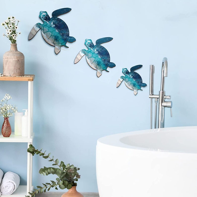 Wooden Sea Turtle Wall Decor Nautical Wall Art Ocean Animal Etsy