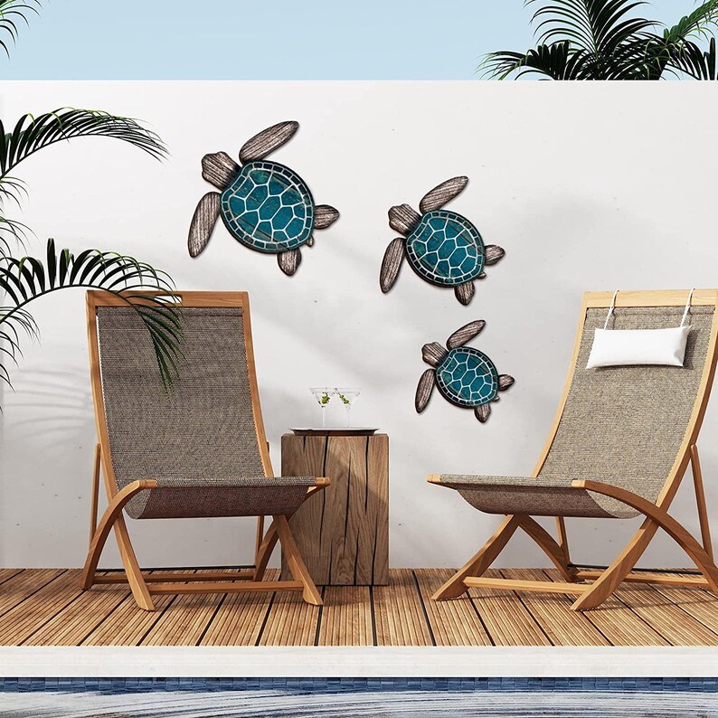 Wooden Sea Turtle Wall Decor Nautical Wall Art Ocean Animal Etsy