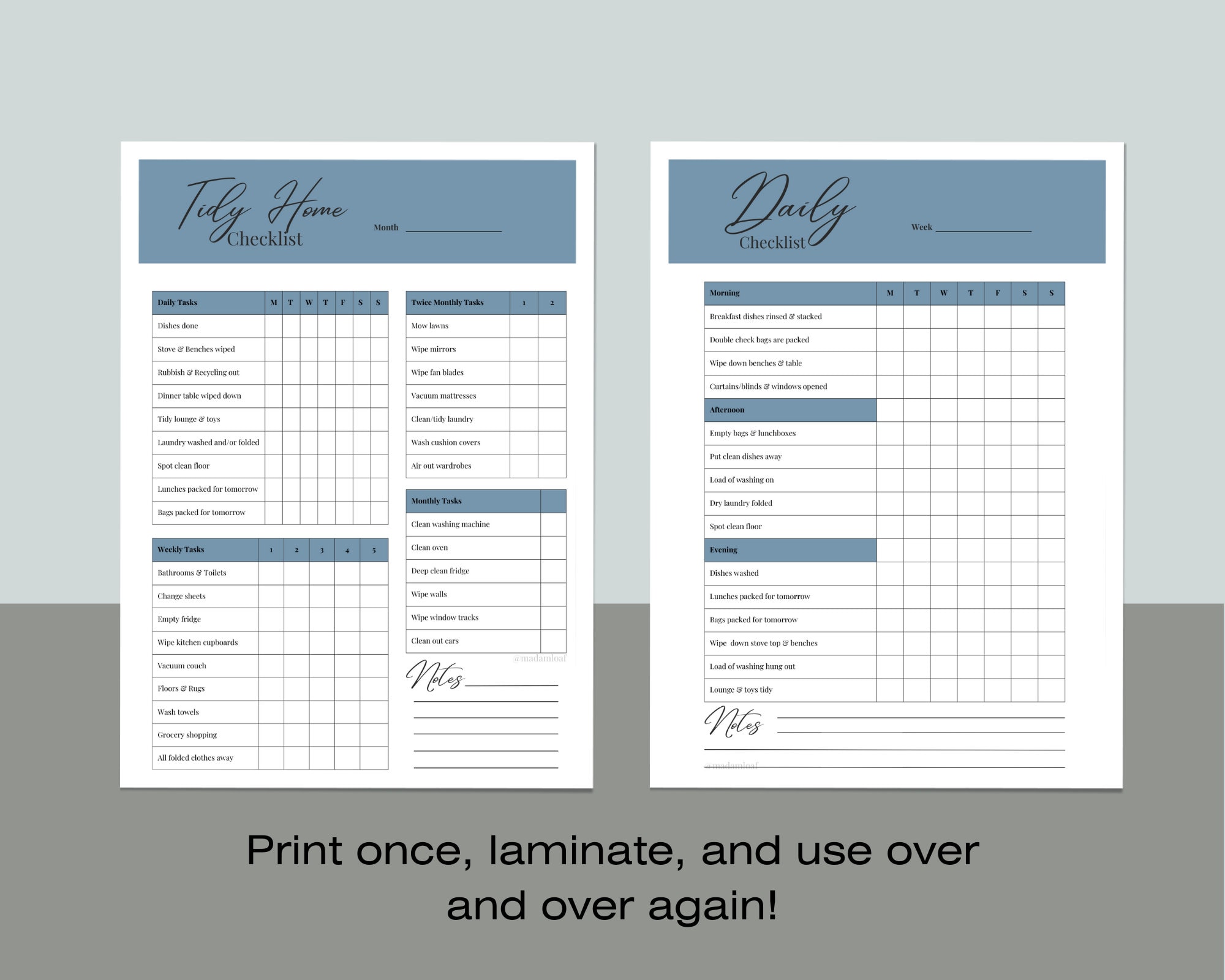 Home Checklist Blue Minimalist Printable PDF Canva Template Bundle - Etsy