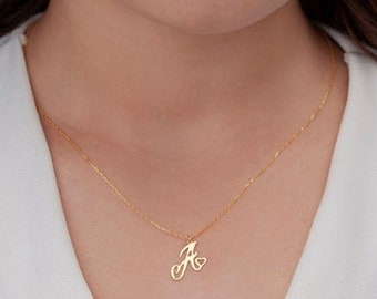 Personalized Gold Initial Letter Necklace - Handmade 925 Silver Letter Pendant Necklaces - Choker Necklace Women - Birthday Gifts For Her