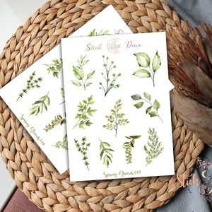 Bujo Stickers | Greenery Stickers, Green aesthetic stickers, Branches Stickers, Bullet Journaling Stickers, Nature Sticker Sheet Journal,