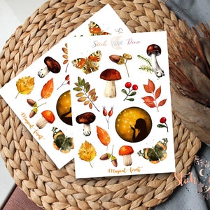 Mushroom Stickers Sheet |  Bujo Stickers, Planner Stickers, Bullet Journaling Stickers, Sticker Sheet Journal,  Forest Sticker, scrapbooking