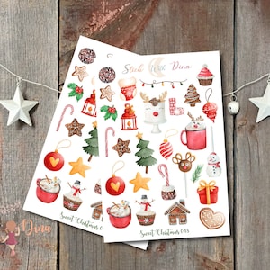 Sweet Christmas Stickers Sheet |  Treats Bujo Stickers, Winter Planner Stickers, Christmas Bullet Journaling Stickers, Holiday Sweets 048