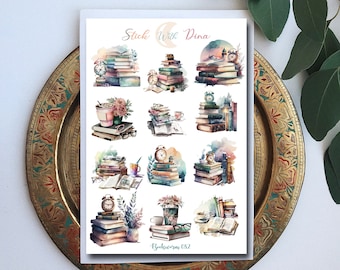 Stickers rétro rat de bibliothèque | Stickers Bujo, Stickers agenda, Stickers Bullet Journaling, Sticker aquarelle mignon, Stickers Déco Journal