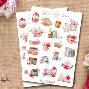 Love Books Sticker Sheet |  Reading Bujo Stickers, Planner Stickers, Bullet Journaling Stickers, Journal Stickers Vintage Deco Stickers,056