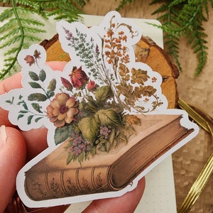 Vintage Floral Books Stickers| Die Cut Bujo stickers| Journal Sticker| Planner Sticker Pack| Scrapbooking Stickers| journaling Sticker image 6